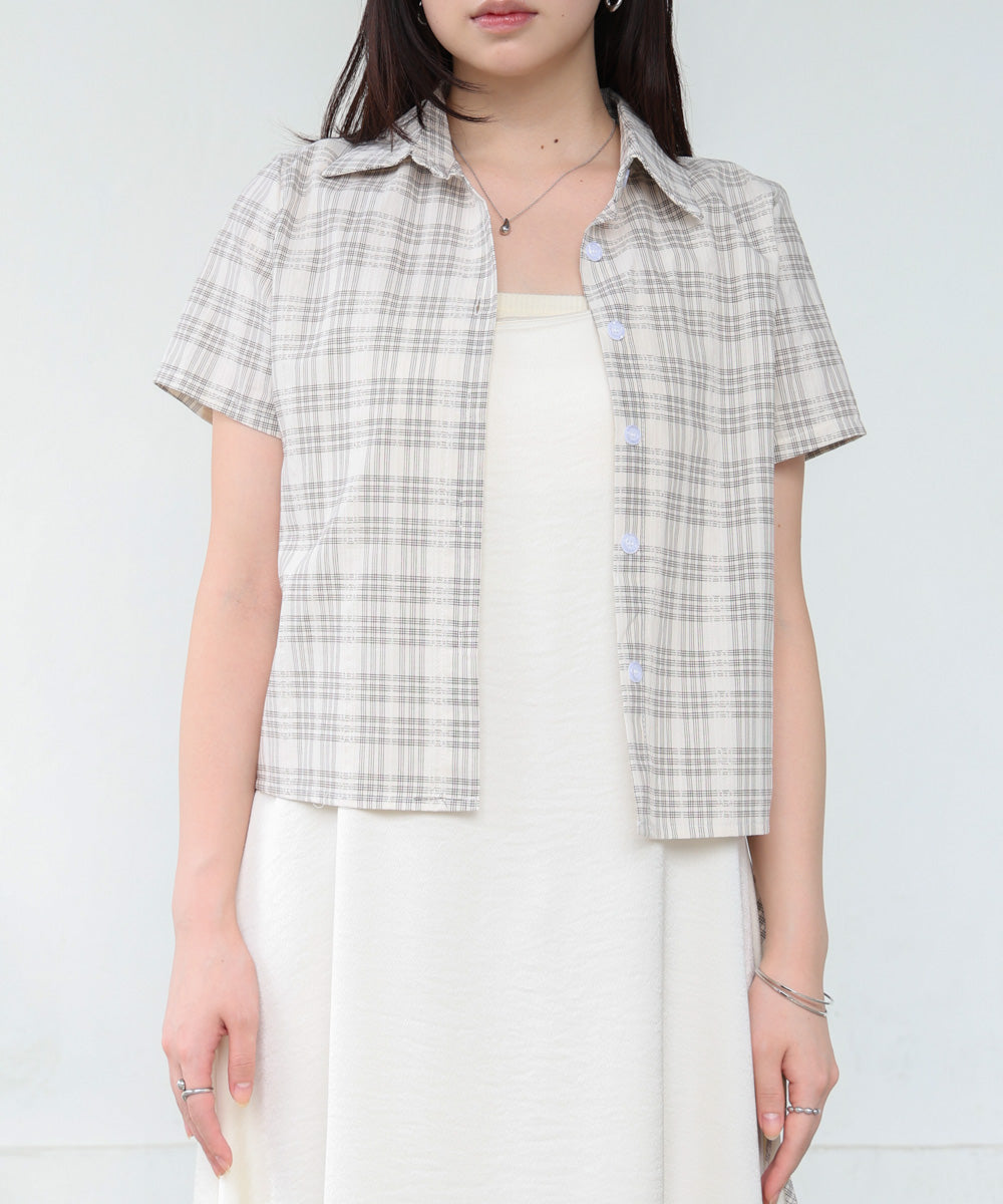 サイドリボンアソートチェックブラウス