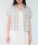 サイドリボンアソートチェックブラウス