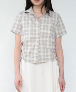 サイドリボンアソートチェックブラウス