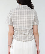 サイドリボンアソートチェックブラウス