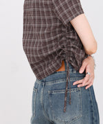 サイドリボンアソートチェックブラウス