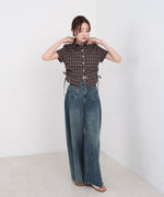 サイドリボンアソートチェックブラウス