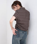 サイドリボンアソートチェックブラウス