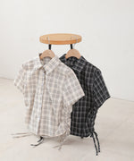 サイドリボンアソートチェックブラウス