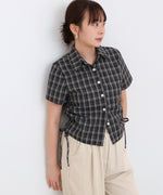 サイドリボンアソートチェックブラウス
