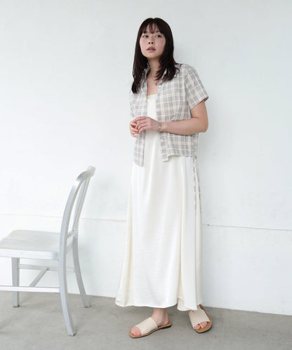 サイドリボンアソートチェックブラウス