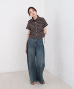 サイドリボンアソートチェックブラウス