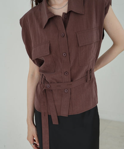 肩パット入りベストトップス