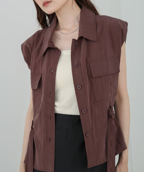 肩パット入りベストトップス