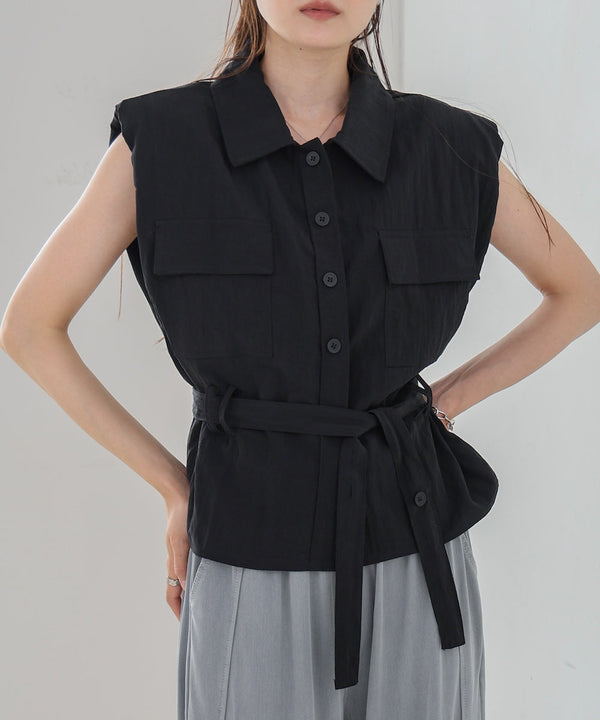 肩パット入りベストトップス