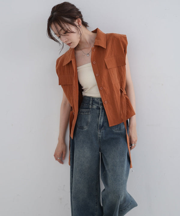 肩パット入りベストトップス