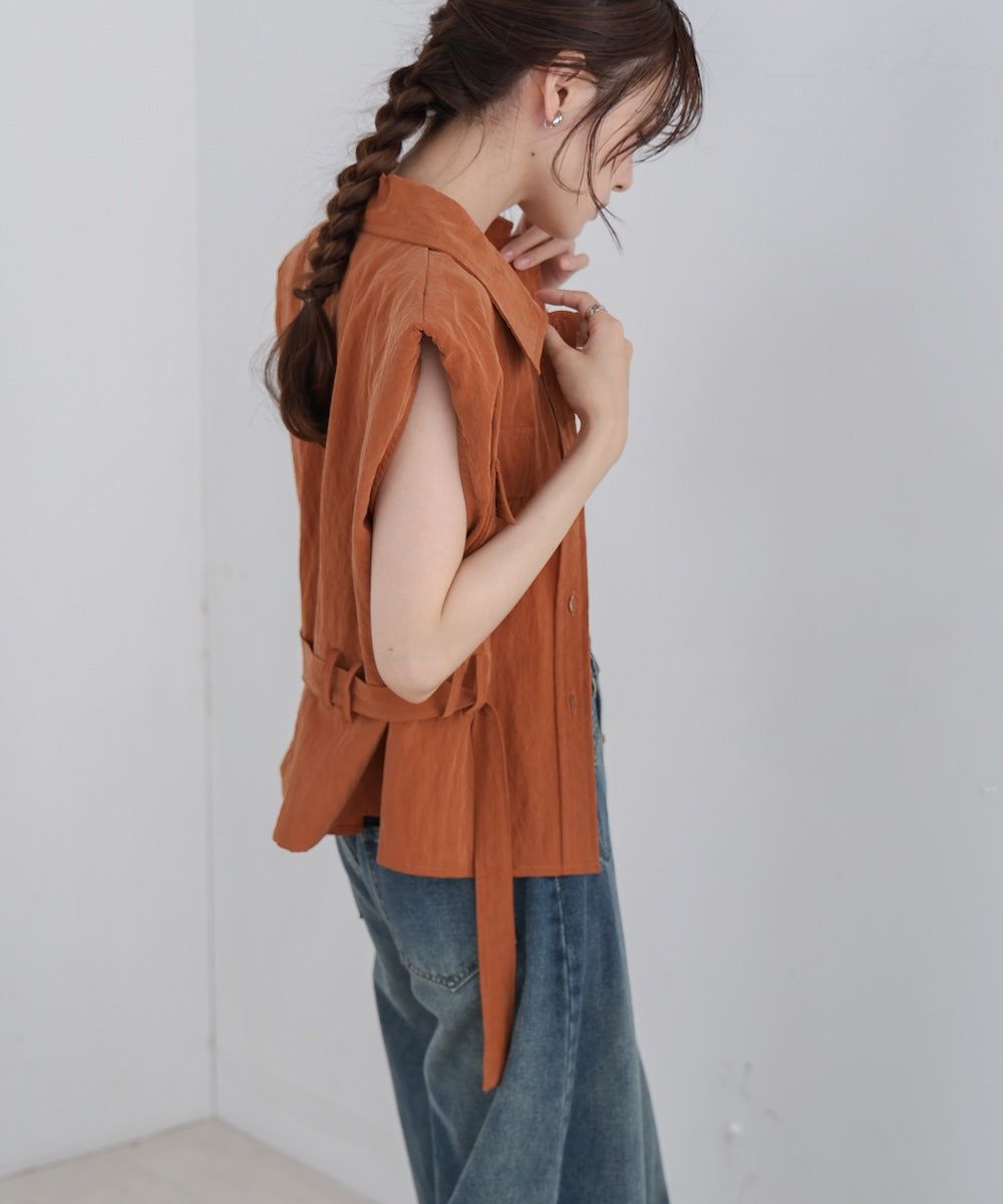 肩パット入りベストトップス