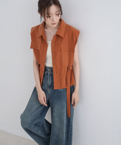 肩パット入りベストトップス