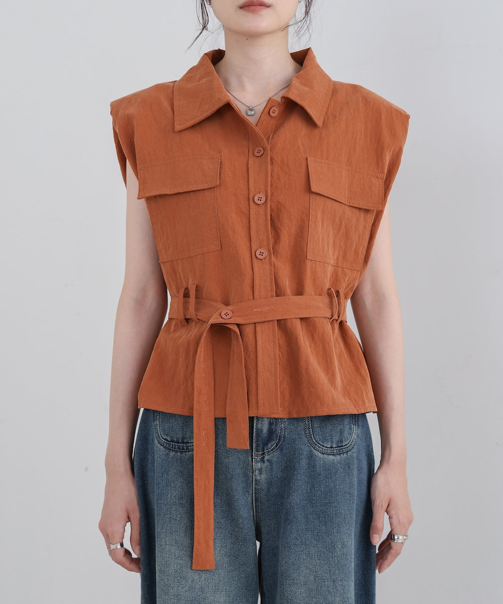 肩パット入りベストトップス