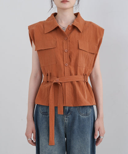 肩パット入りベストトップス