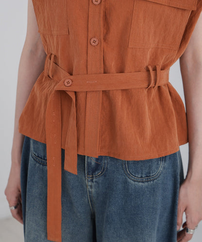 肩パット入りベストトップス