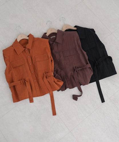 肩パット入りベストトップス