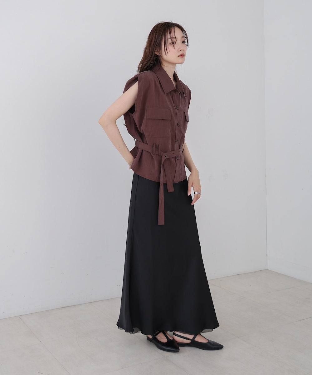 肩パット入りベストトップス