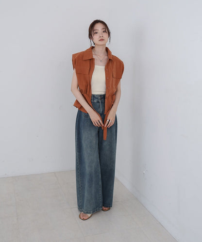 肩パット入りベストトップス