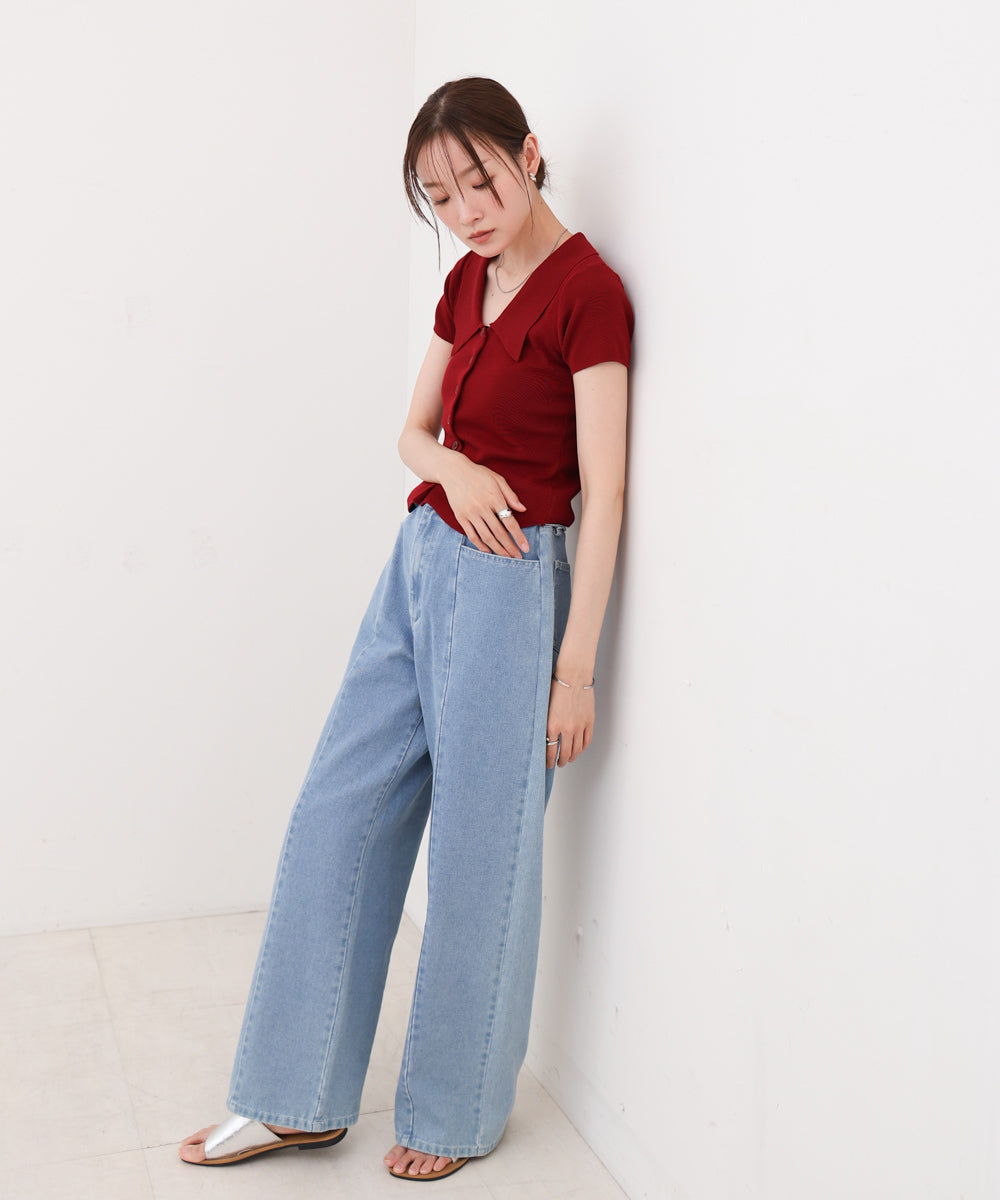 ビックカラーニットトップス