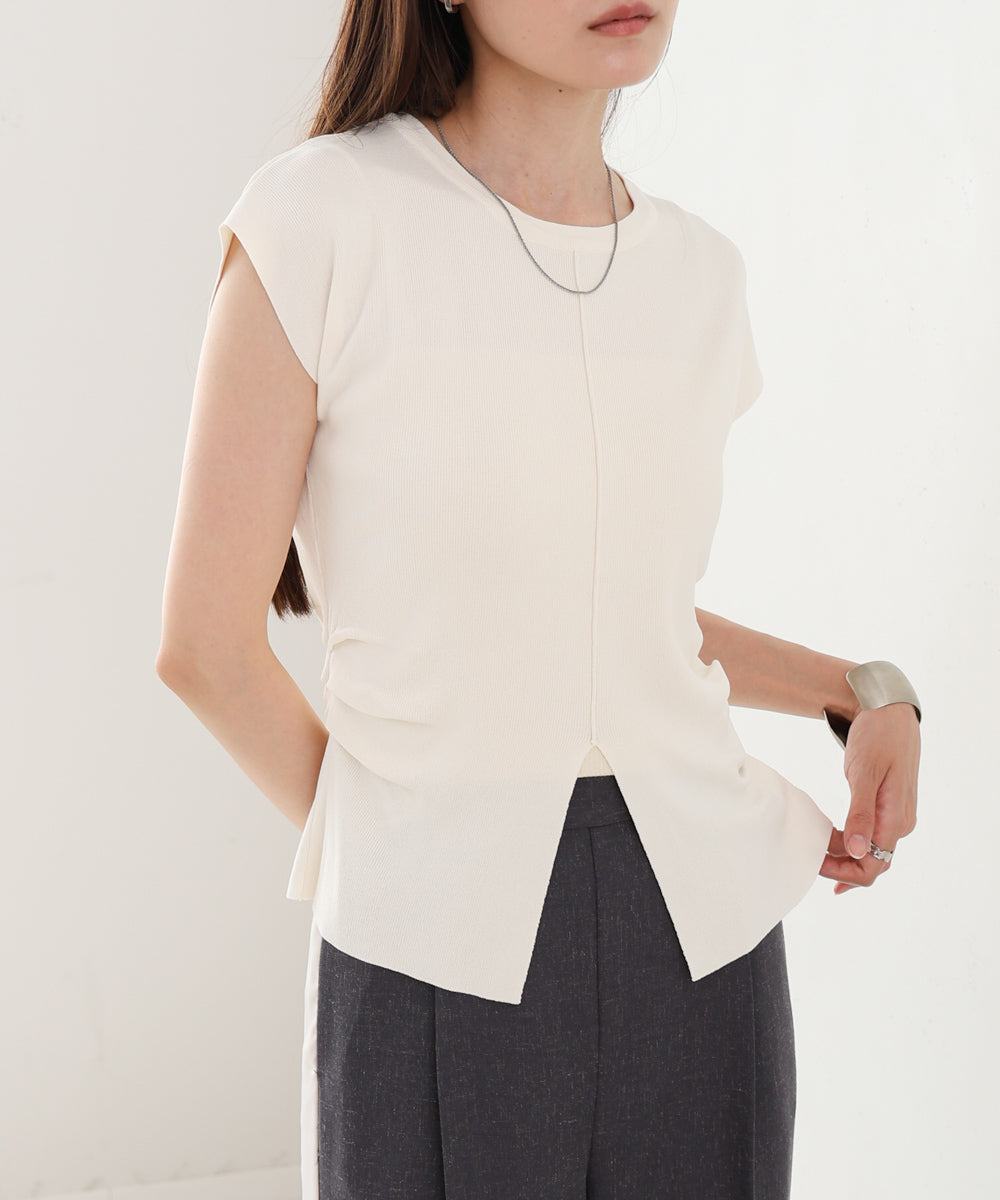 フロントスリット　サマーニットTシャツ