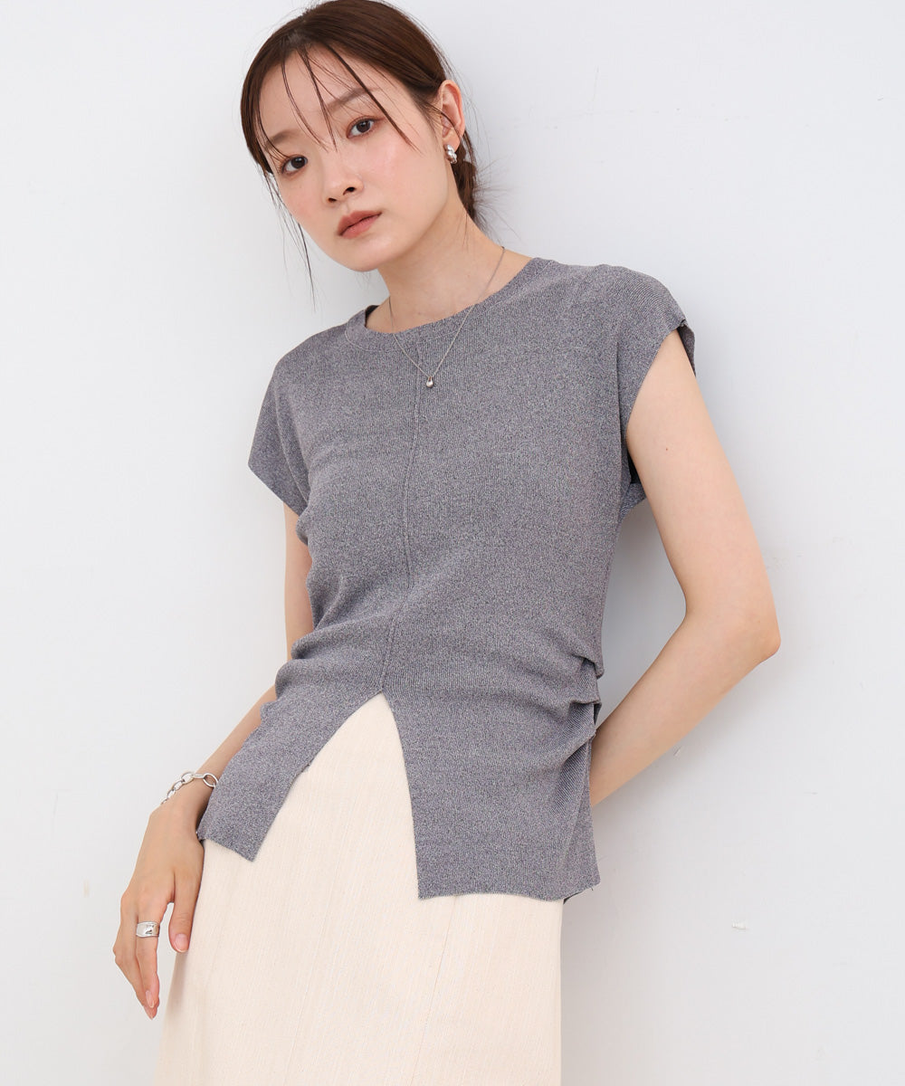 フロントスリット　サマーニットTシャツ