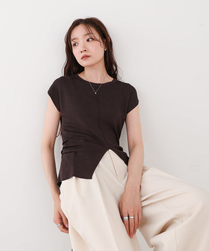 フロントスリット　サマーニットTシャツ