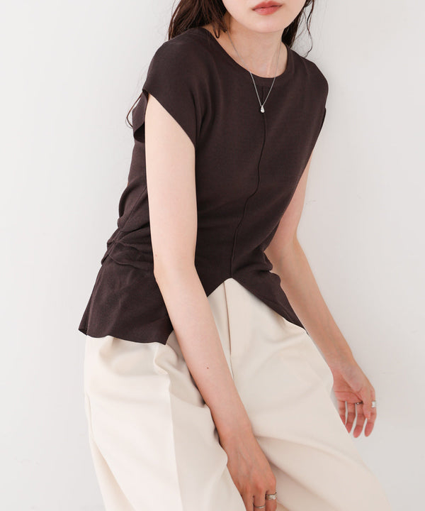 フロントスリット　サマーニットTシャツ