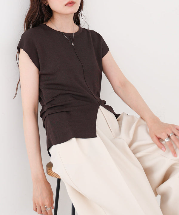フロントスリット　サマーニットTシャツ