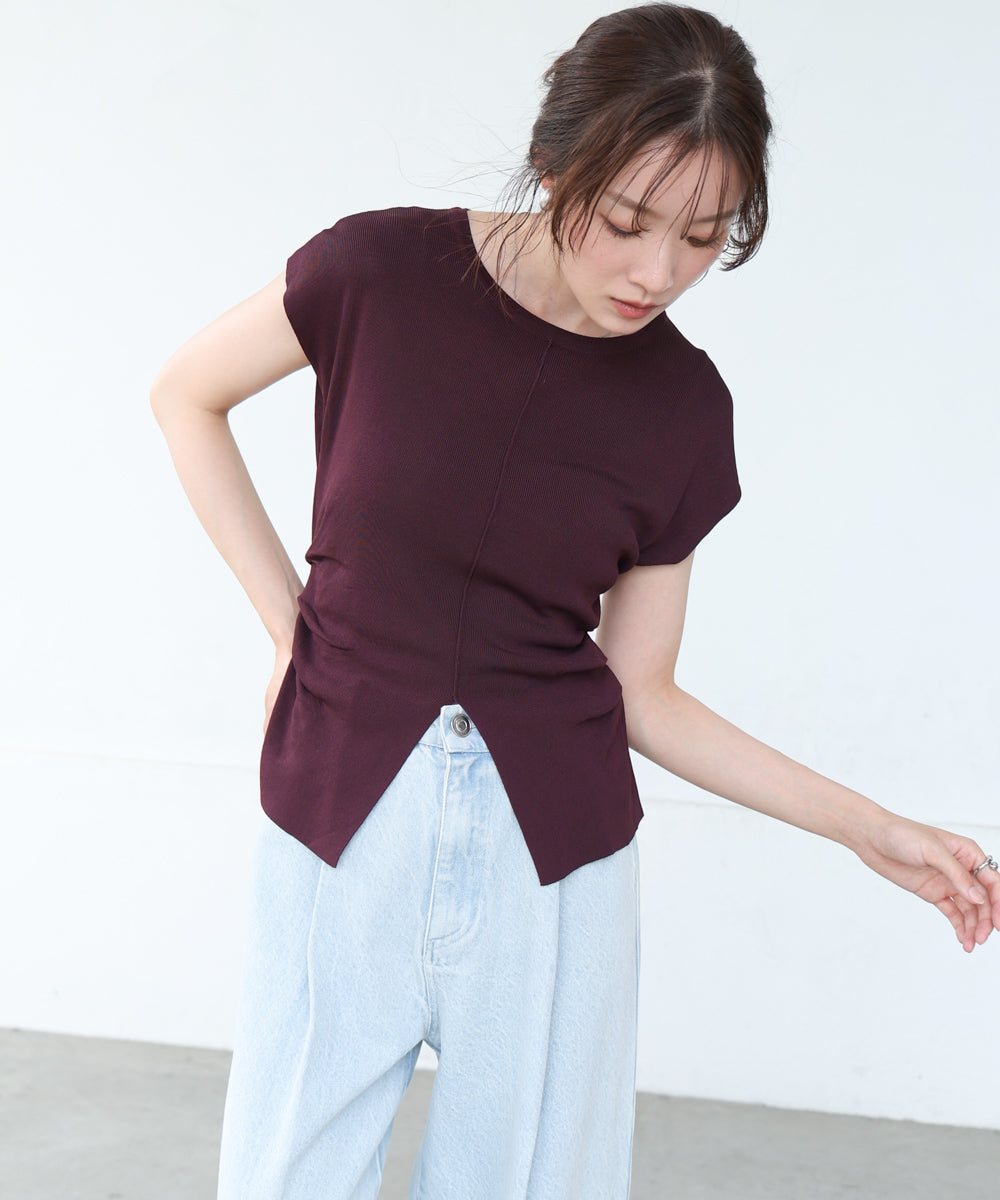 フロントスリット　サマーニットTシャツ