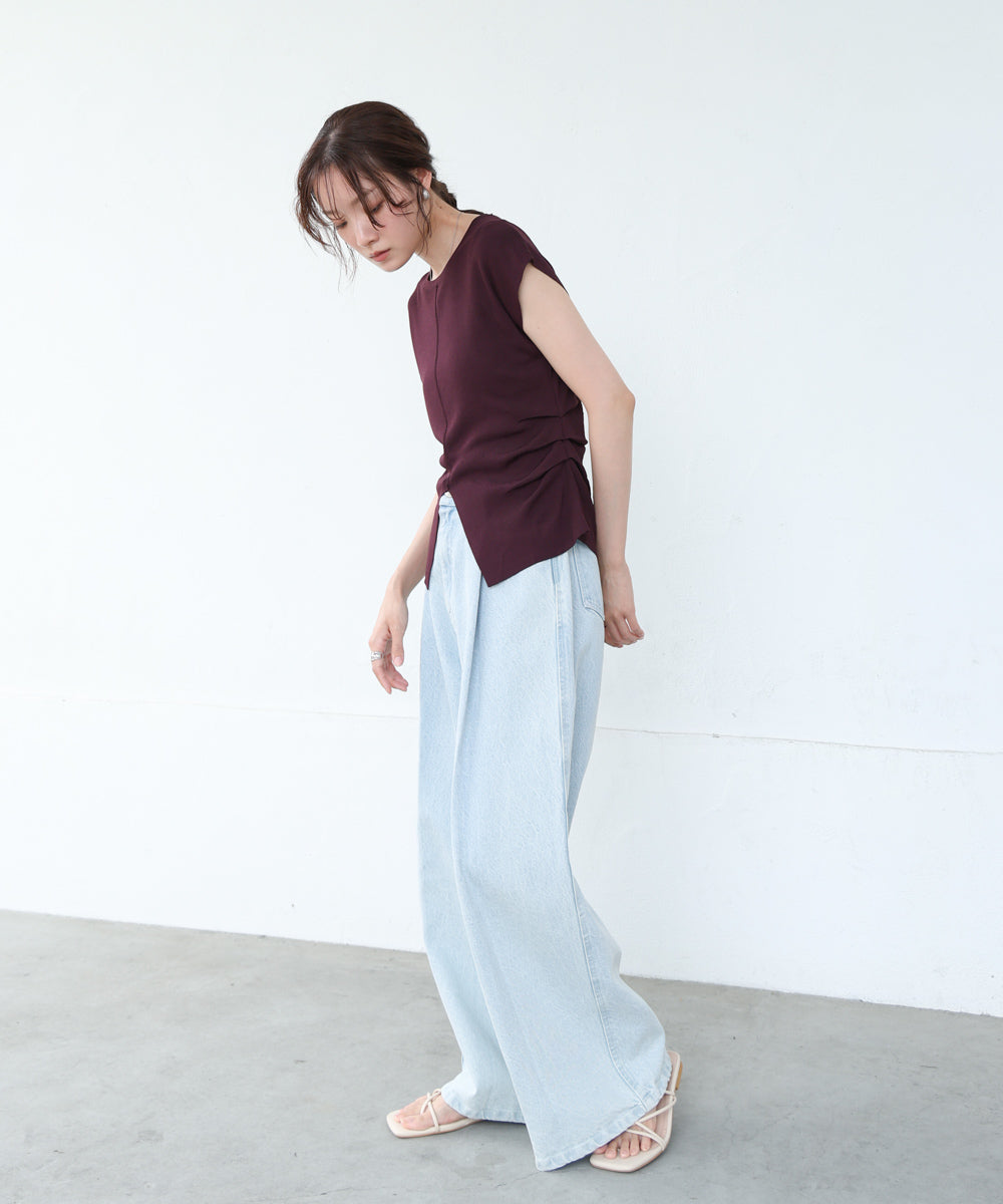 フロントスリット　サマーニットTシャツ