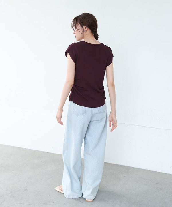 フロントスリット　サマーニットTシャツ