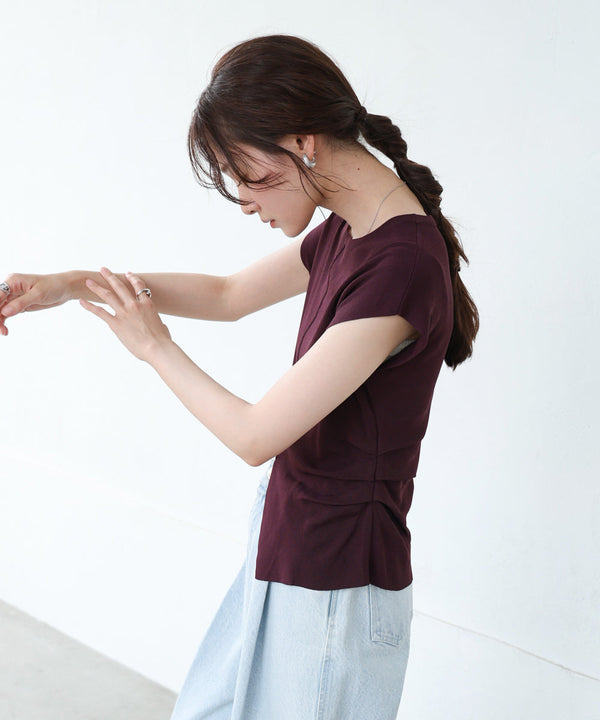 フロントスリット　サマーニットTシャツ