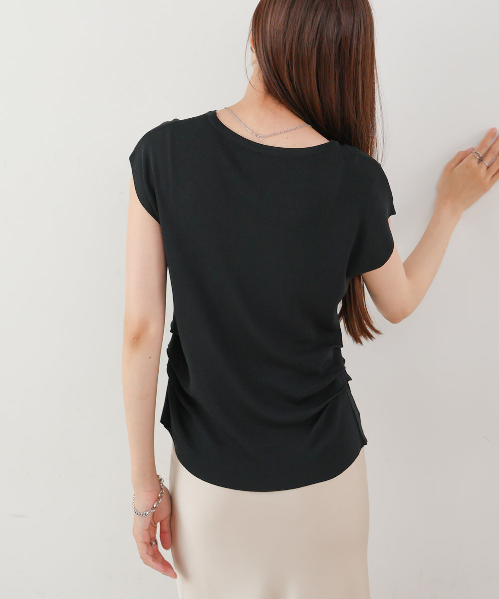 フロントスリット　サマーニットTシャツ