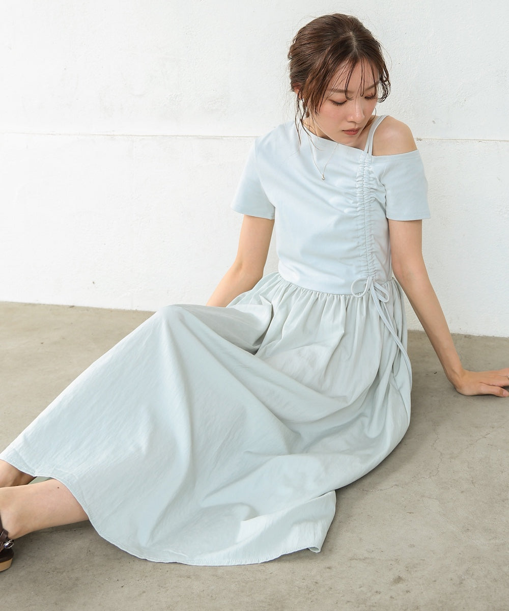アシメシャーリングワンピース