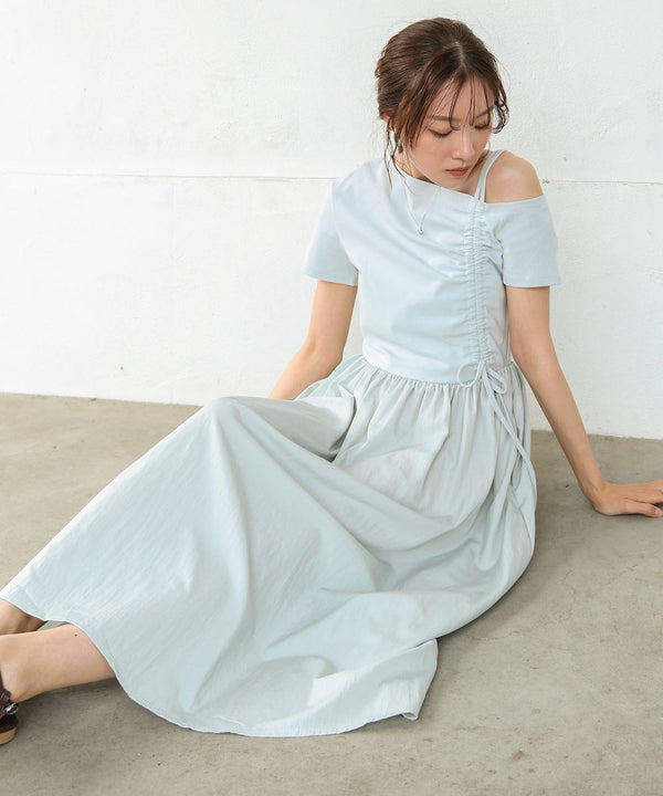 アシメシャーリングワンピース