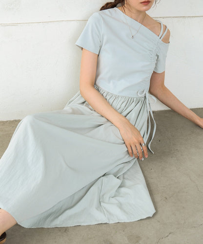 アシメシャーリングワンピース