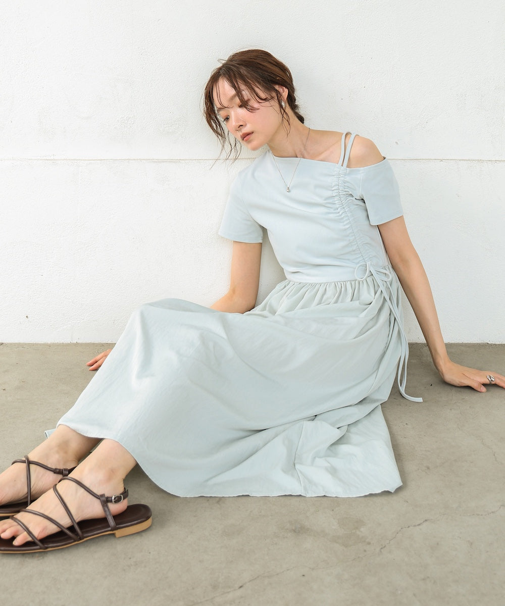 アシメシャーリングワンピース