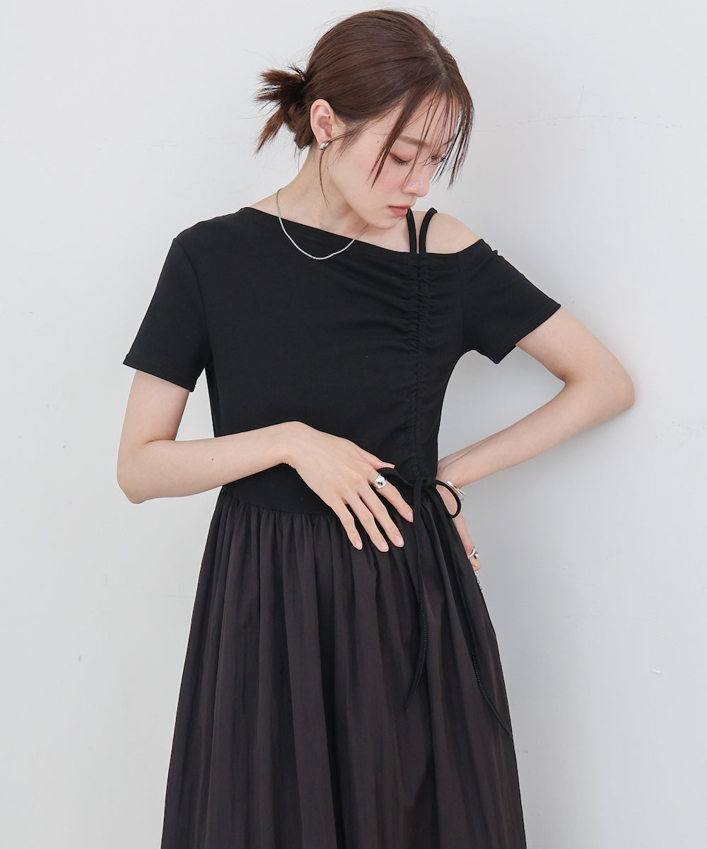 アシメシャーリングワンピース
