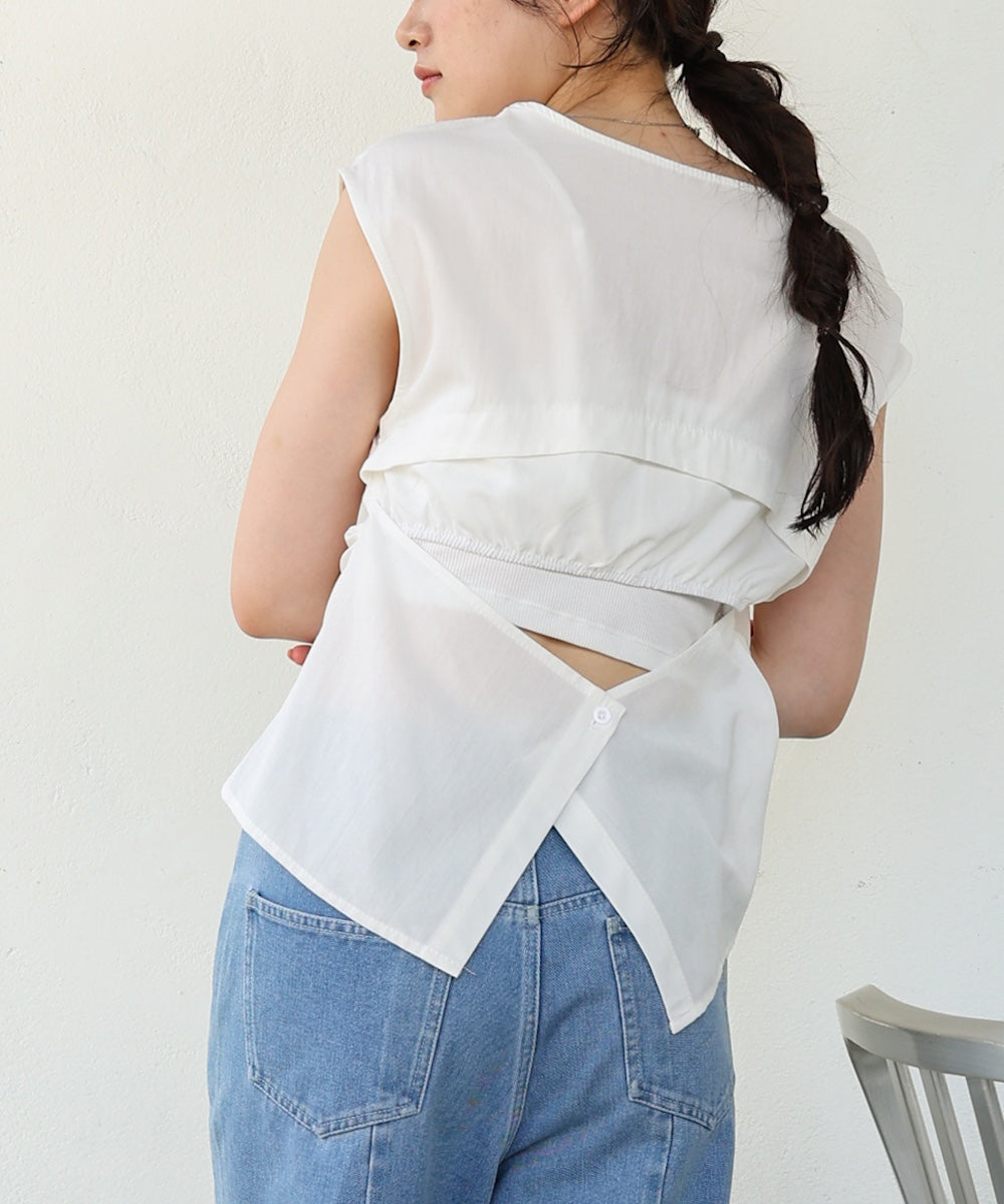 バックデザインノースリーブブラウス