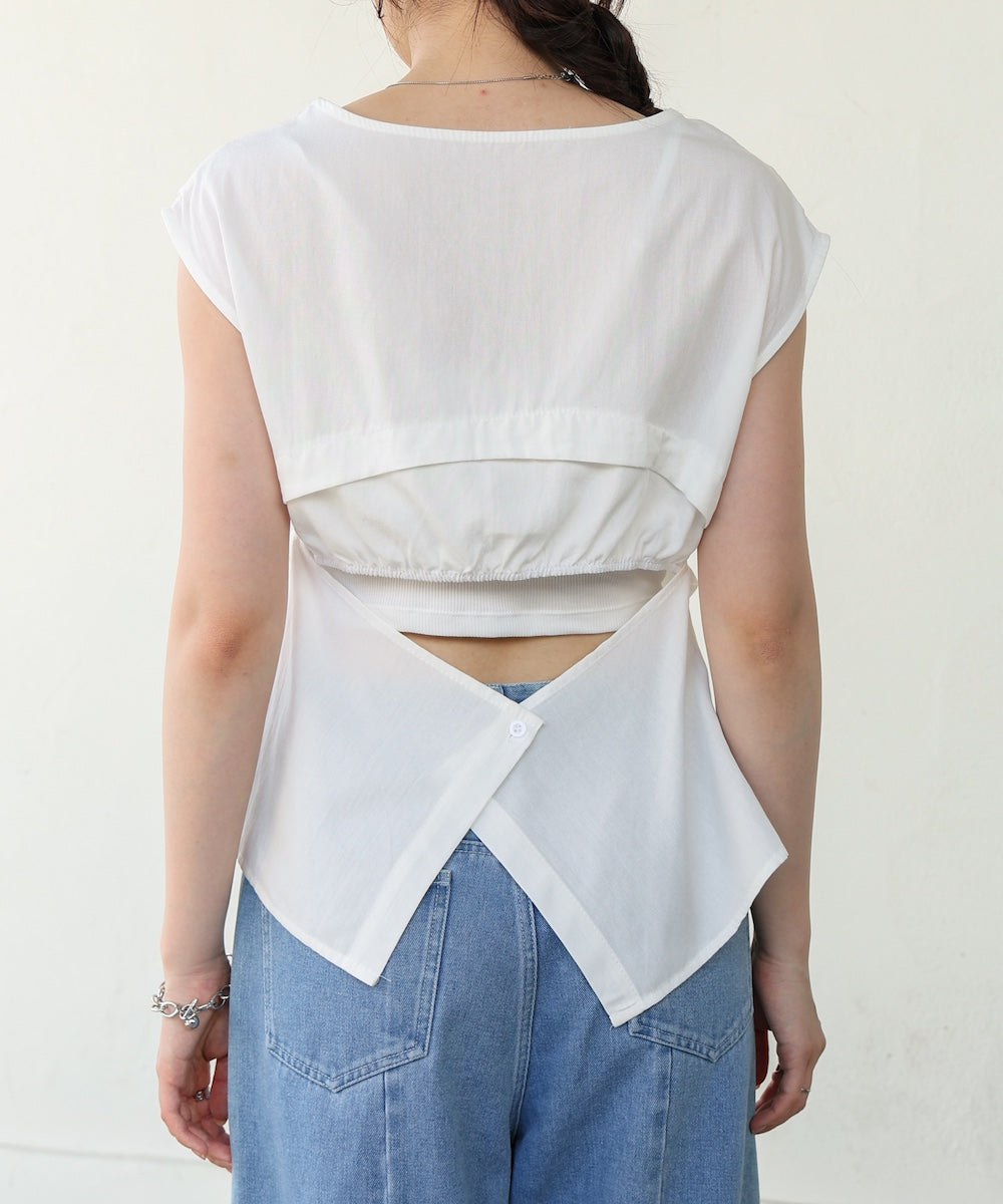 バックデザインノースリーブブラウス