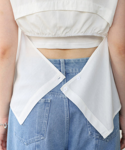 バックデザインノースリーブブラウス