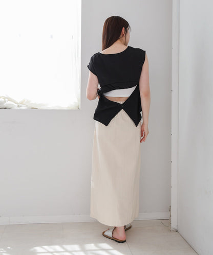 バックデザインノースリーブブラウス