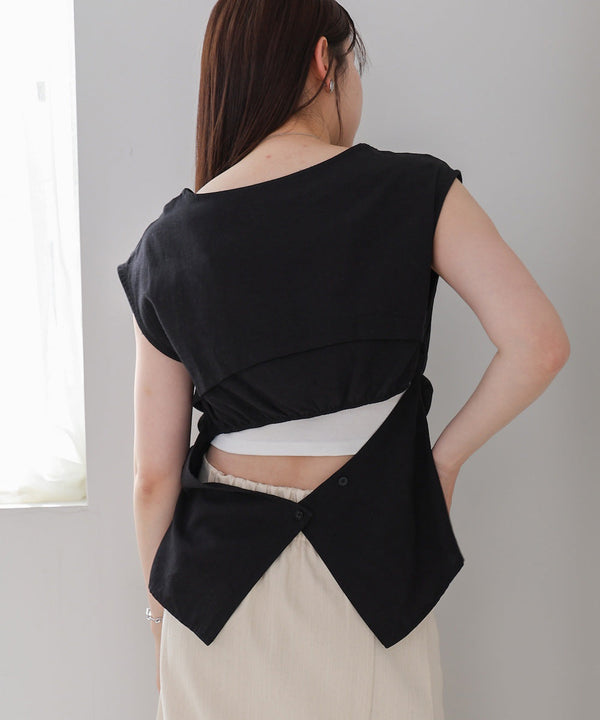 バックデザインノースリーブブラウス