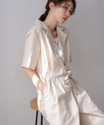 テーラードウエストリボンオールインワン