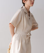 テーラードウエストリボンオールインワン