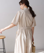 テーラードウエストリボンオールインワン