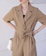 テーラードウエストリボンオールインワン