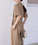 テーラードウエストリボンオールインワン