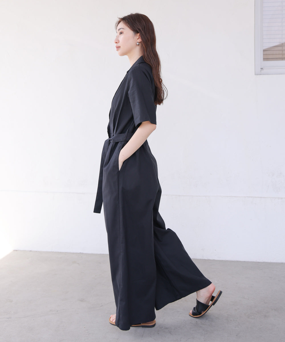 テーラードウエストリボンオールインワン